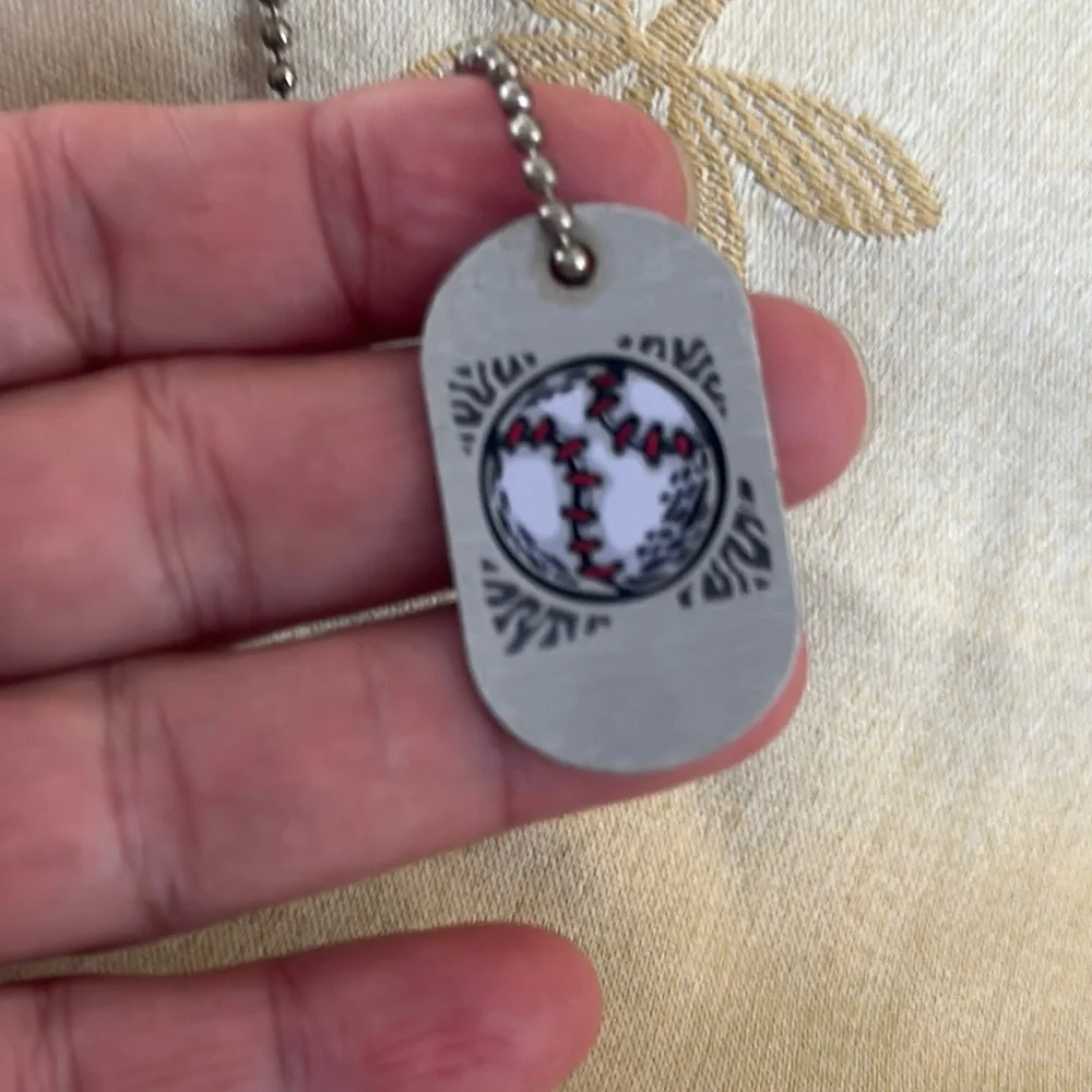 Boys Baseball Dog Tag Style Philippians 4:13 Chain Necklace.